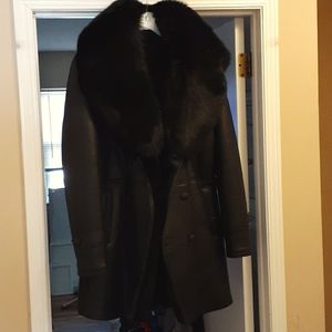 Leather sherling Pea coat